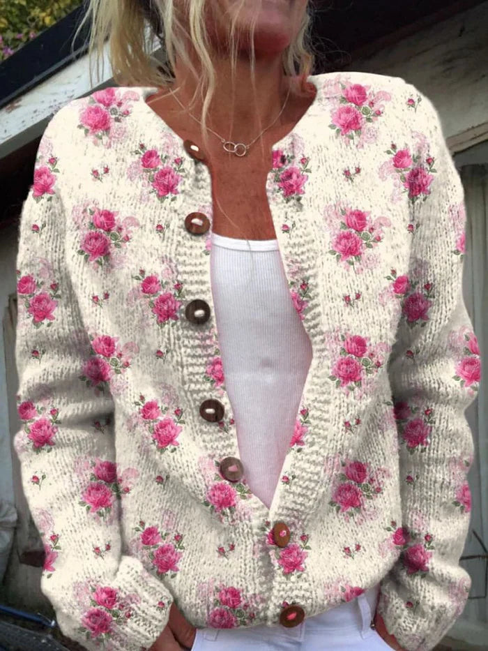 Watercolor French Rose Cardigan