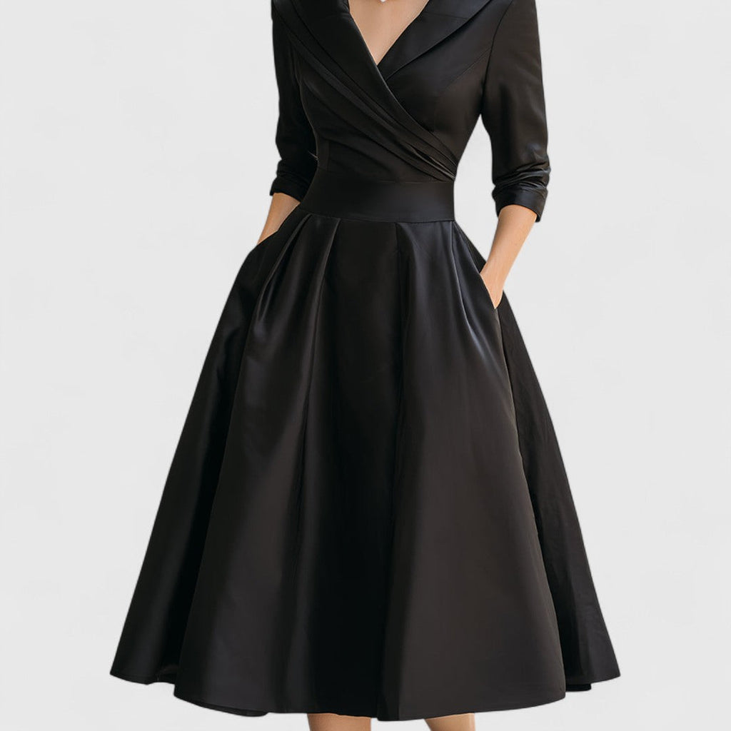 DIANA – FEMININE V-NECK MIDI DRESS
