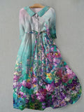 Tessa - Women's Lace-Up Waist Floral Print Dress