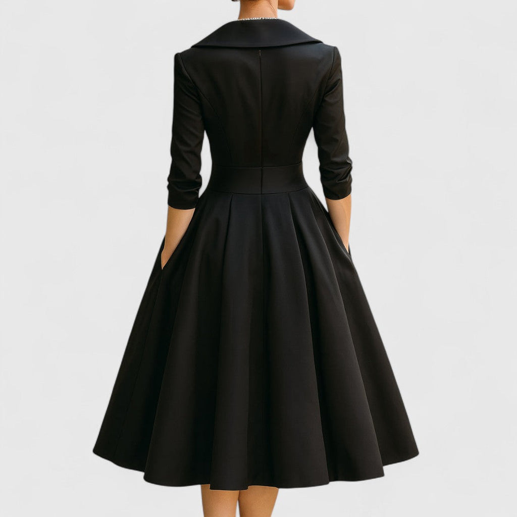 DIANA – FEMININE V-NECK MIDI DRESS