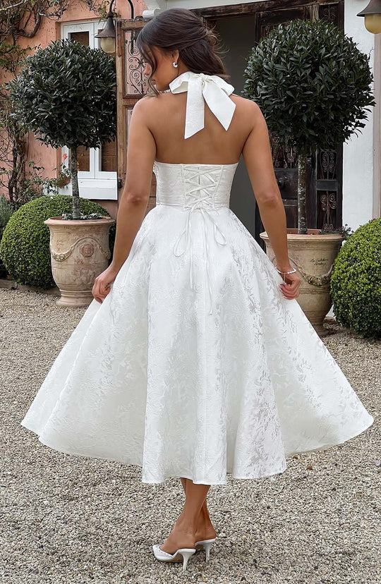 AVALYN – ELEGANT HALTER MIDI DRESS