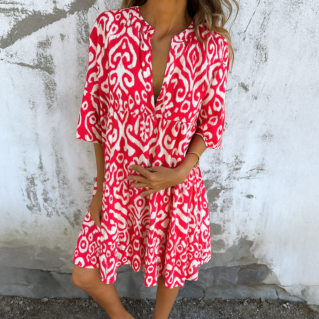LUNA – ELEGANT V-NECK DRESS FOR MODERN GRACE