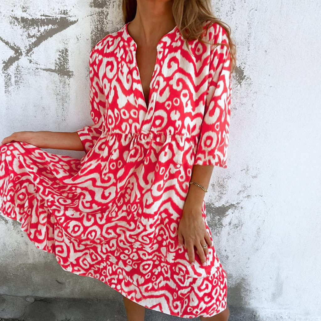 LUNA – ELEGANT V-NECK DRESS FOR MODERN GRACE