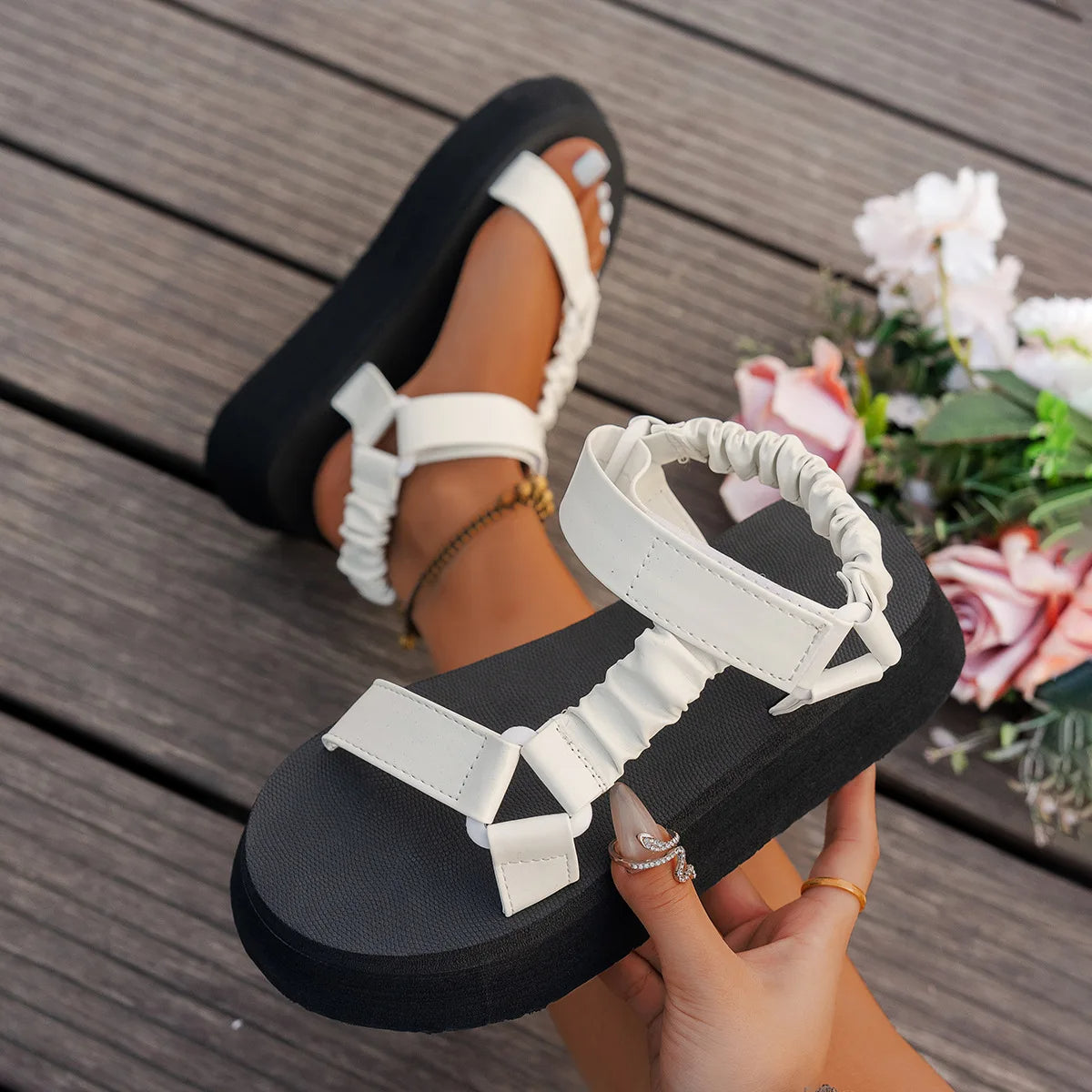 Aura - Iridescent Platform Sandal