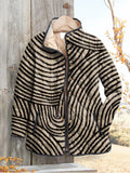 Women's Retro Quilted Jacket Featuring Hand-Drawn Circle Design