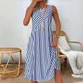 Heidi - Sleeveless Striped Tummy-Covering Summer Dress