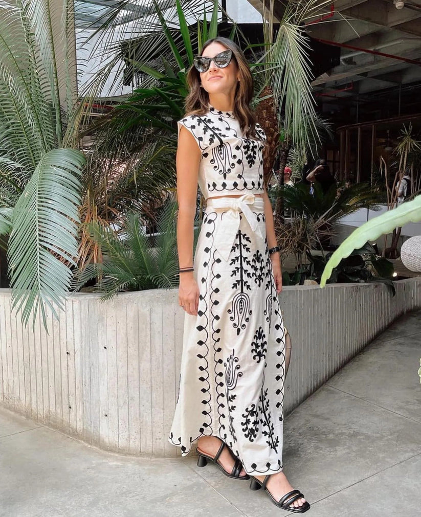 Camilla - Printed Top and Skirt Set