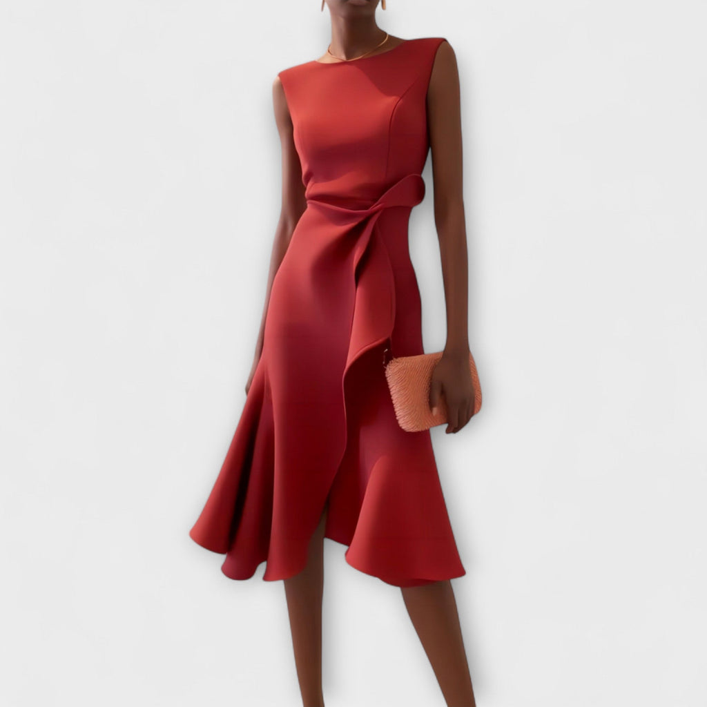 Juliette – Elegant Draped Asymmetrical Midi Dress