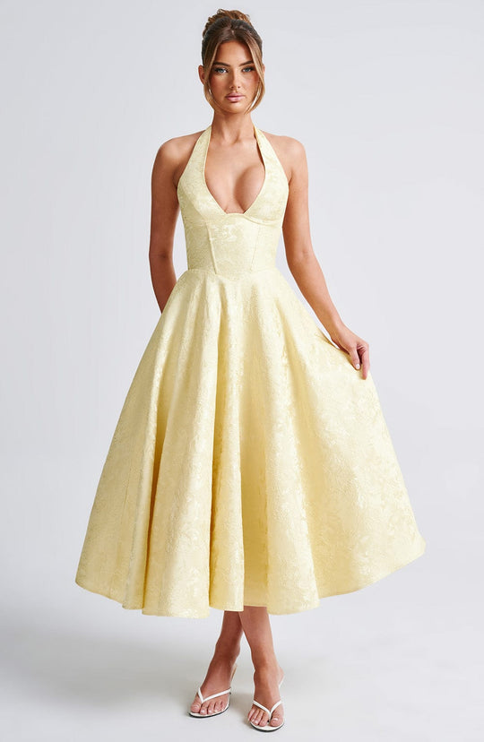 AVALYN – ELEGANT HALTER MIDI DRESS