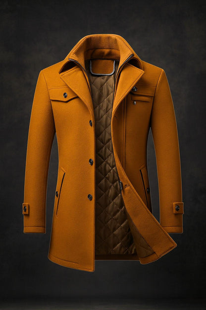 SAMUELL – QUILTED LONG SLEEVE WOOL COAT