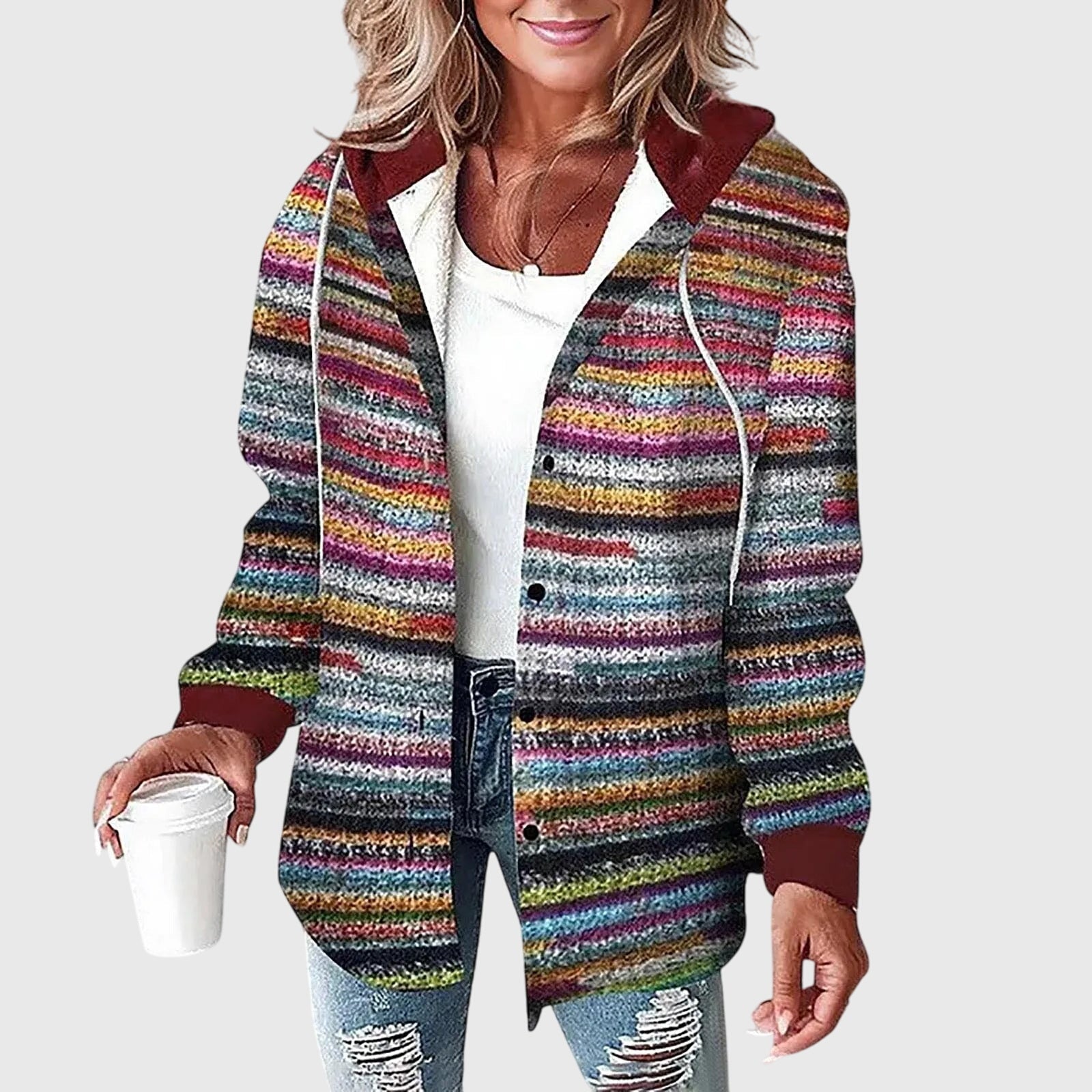 Martina -  Women's Mesh Button Placket Jacket