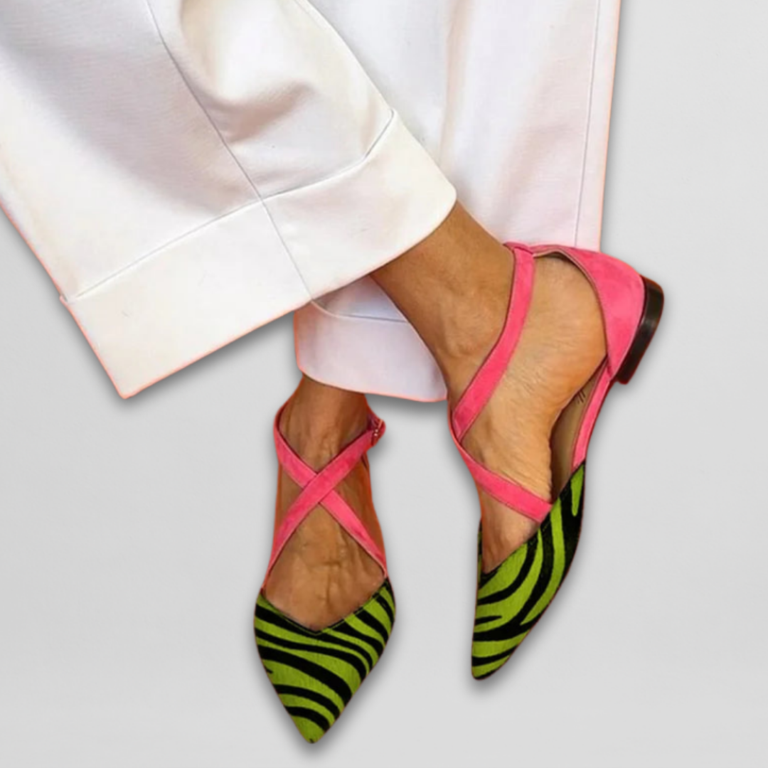 ZALINDRA – STRAPPY BALLERINAS WITH ZEBRA PRINT