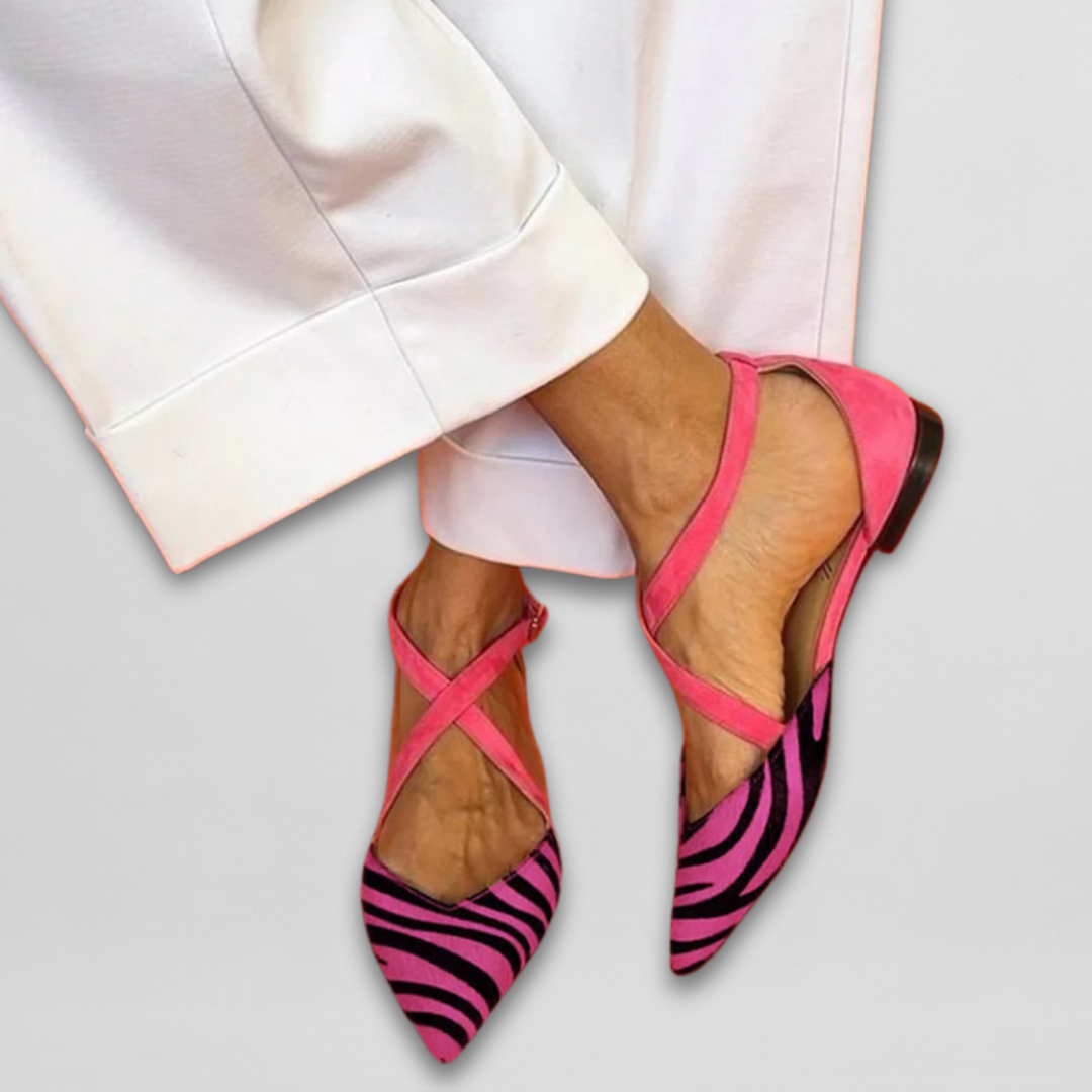 ZALINDRA – STRAPPY BALLERINAS WITH ZEBRA PRINT