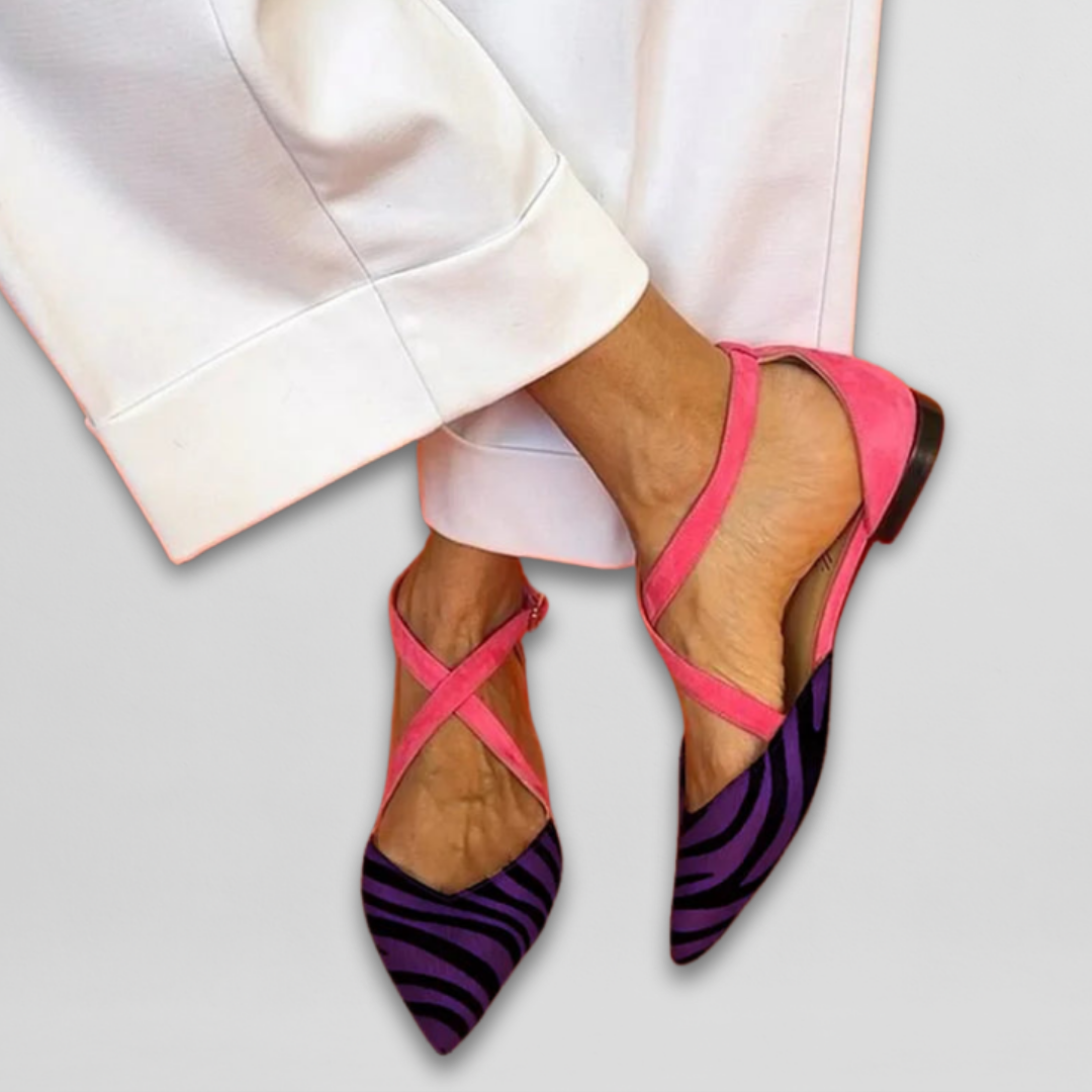 ZALINDRA – STRAPPY BALLERINAS WITH ZEBRA PRINT