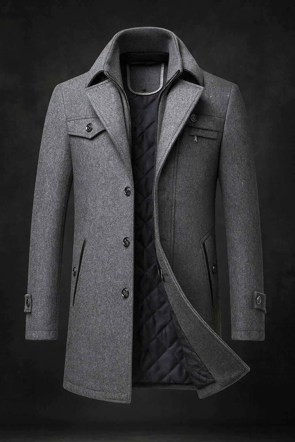 SAMUELL – QUILTED LONG SLEEVE WOOL COAT
