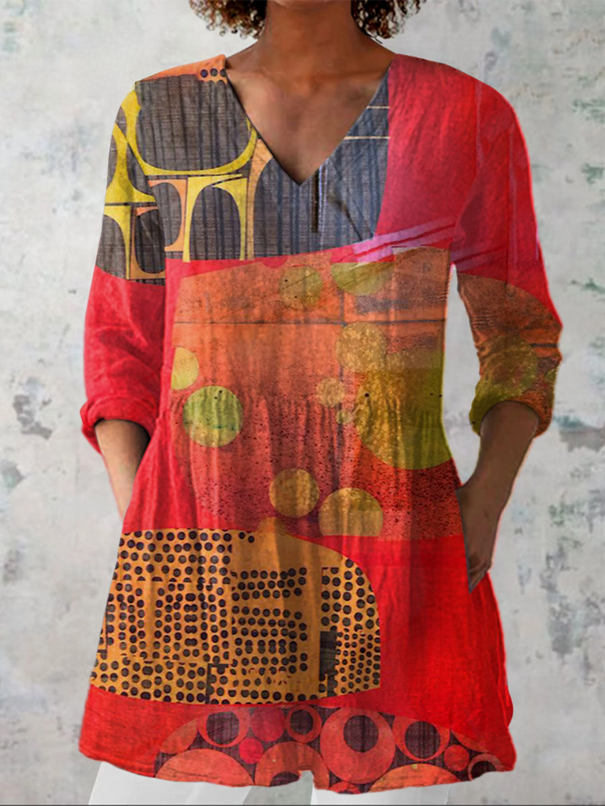 Indira - Long V-Neck Shirt