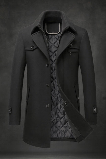 SAMUELL – QUILTED LONG SLEEVE WOOL COAT