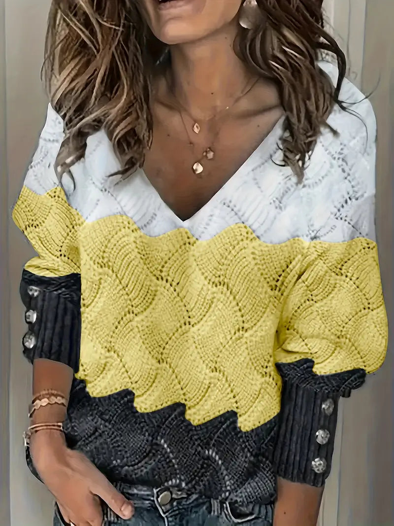 RENILDA – ELEGANT V-NECK KNITTED SWEATER