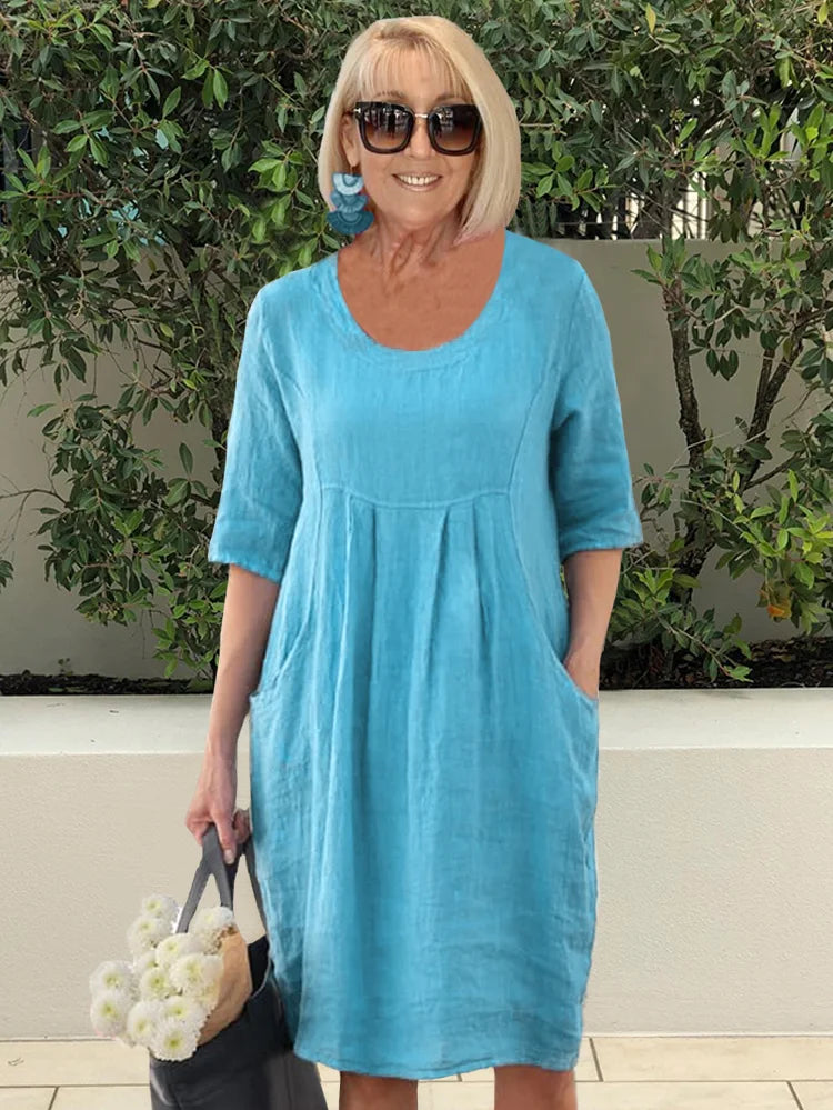 ELYSSIA – CASUAL COTTON POCKET TUNIC DRESS