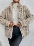 Nova - Double-Sided Velvet Button Cardigan