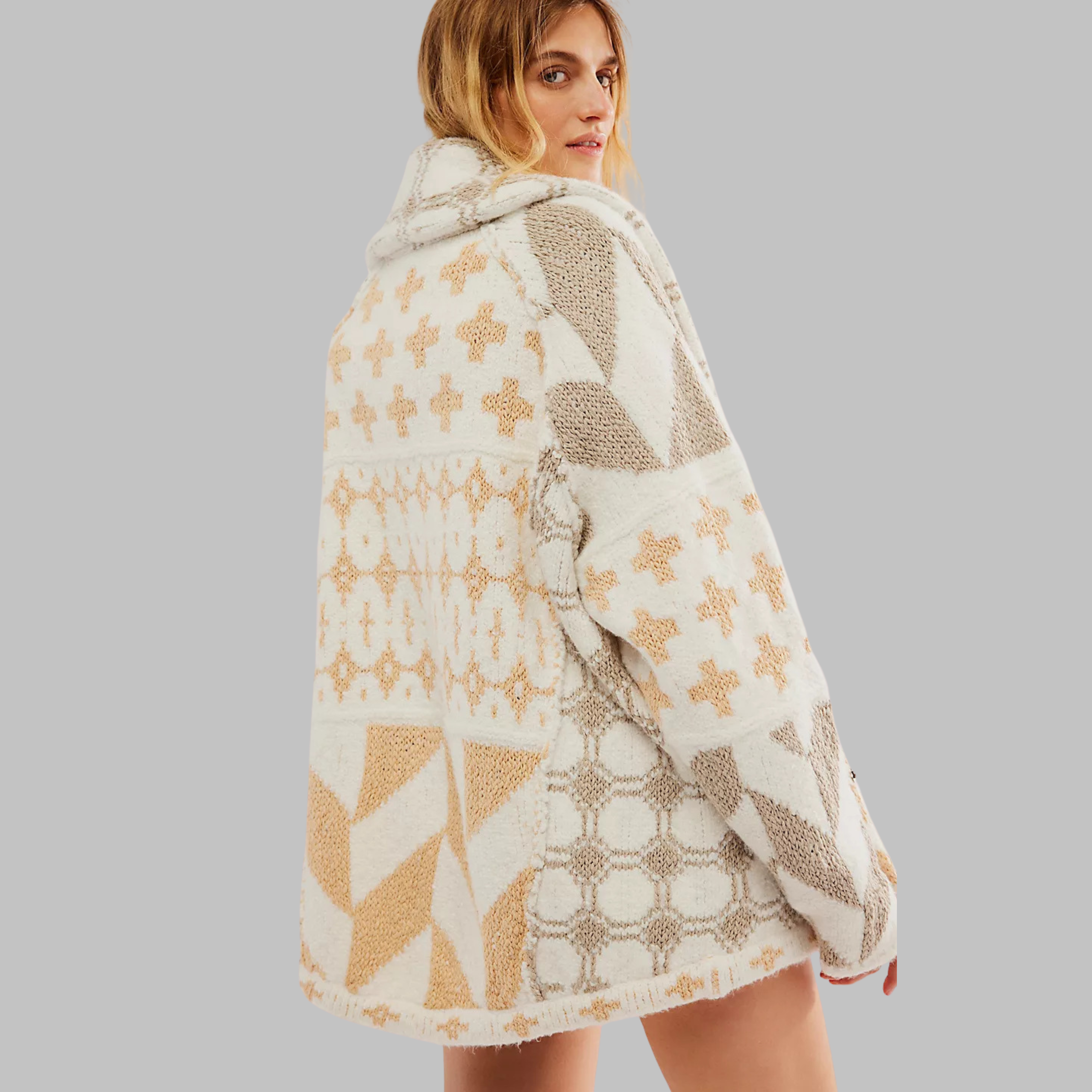 PORTIA – VINTAGE BUTTON-DOWN COLLAR LONG SLEEVE OVERSIZED CARDIGAN