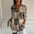 AURINDELLE – VINTAGE ABSTRACT PRINT SHIRT DRESS