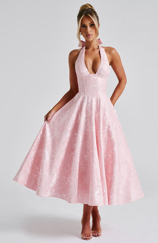 AVALYN – ELEGANT HALTER MIDI DRESS