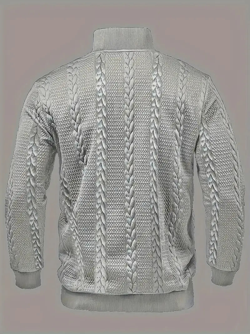 DAWSON – LONG SLEEVE HENLEY SWEATER WITH STRIPES