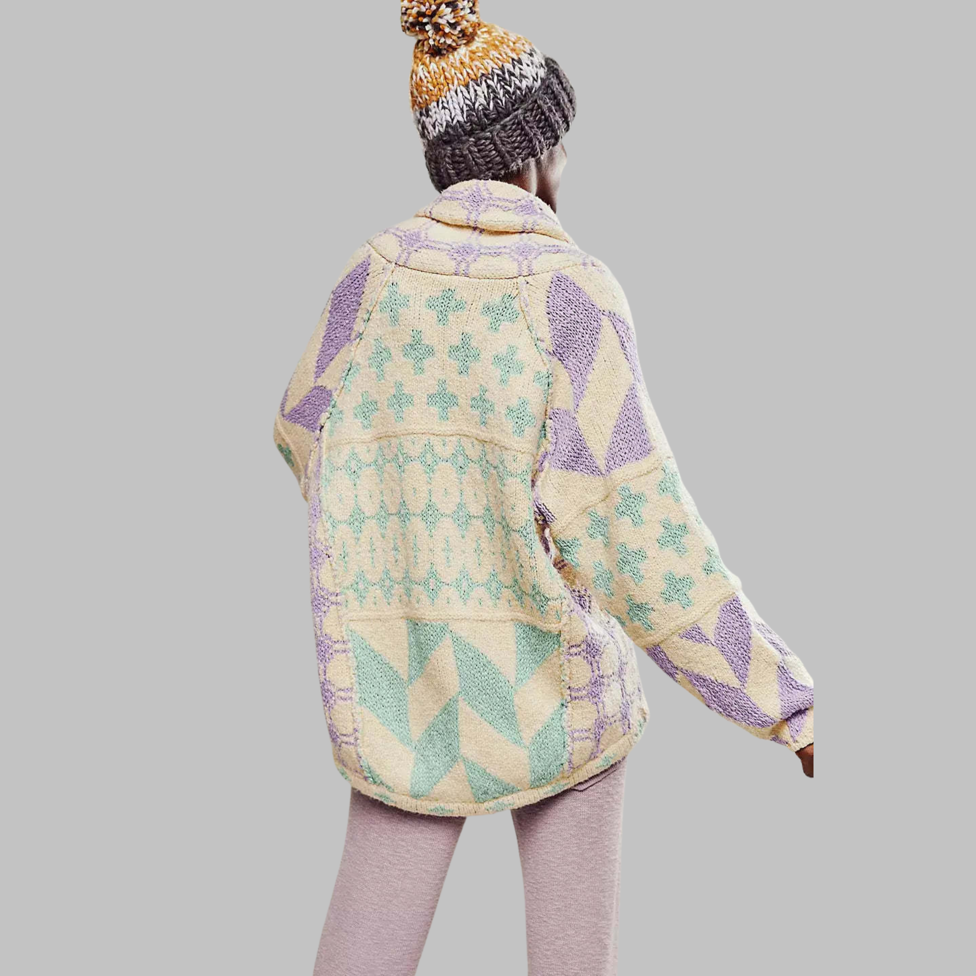 PORTIA – VINTAGE BUTTON-DOWN COLLAR LONG SLEEVE OVERSIZED CARDIGAN