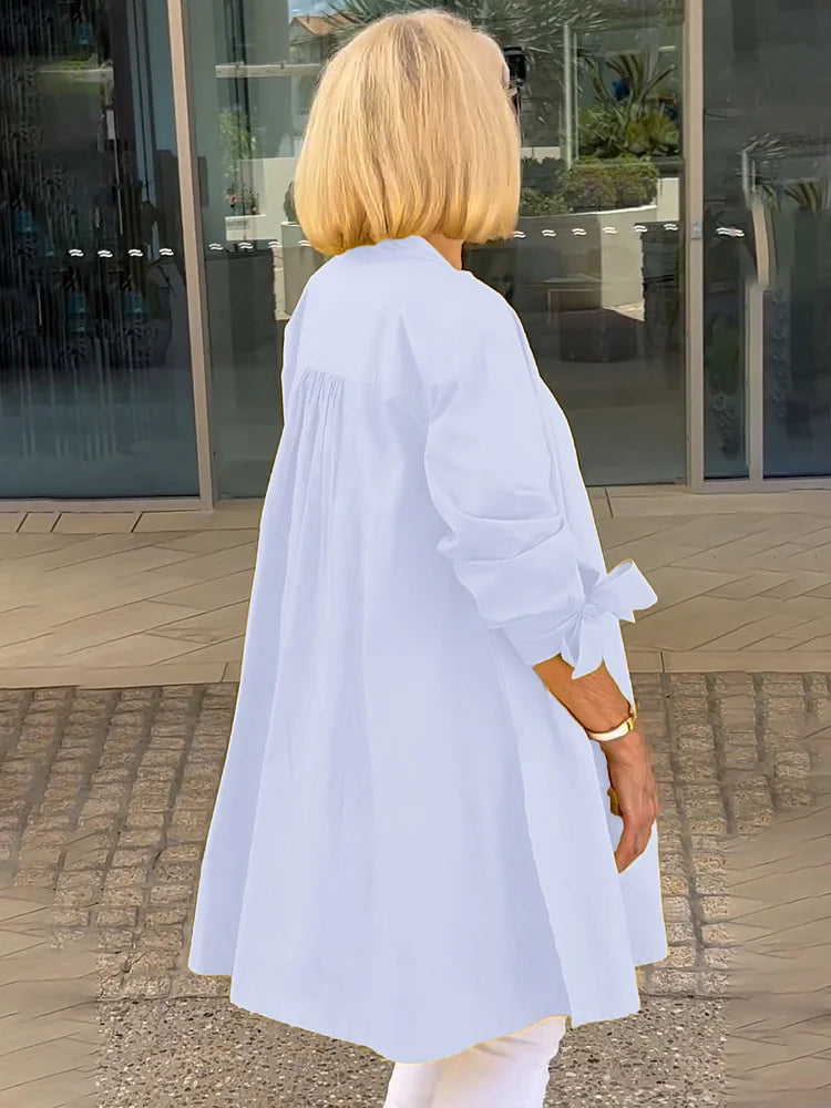ELLARIA – GATHERED BACK COTTON SHIRT JACKET