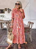 REVAYA – BOHEMIAN PAISLEY TASSEL TIE DRESS