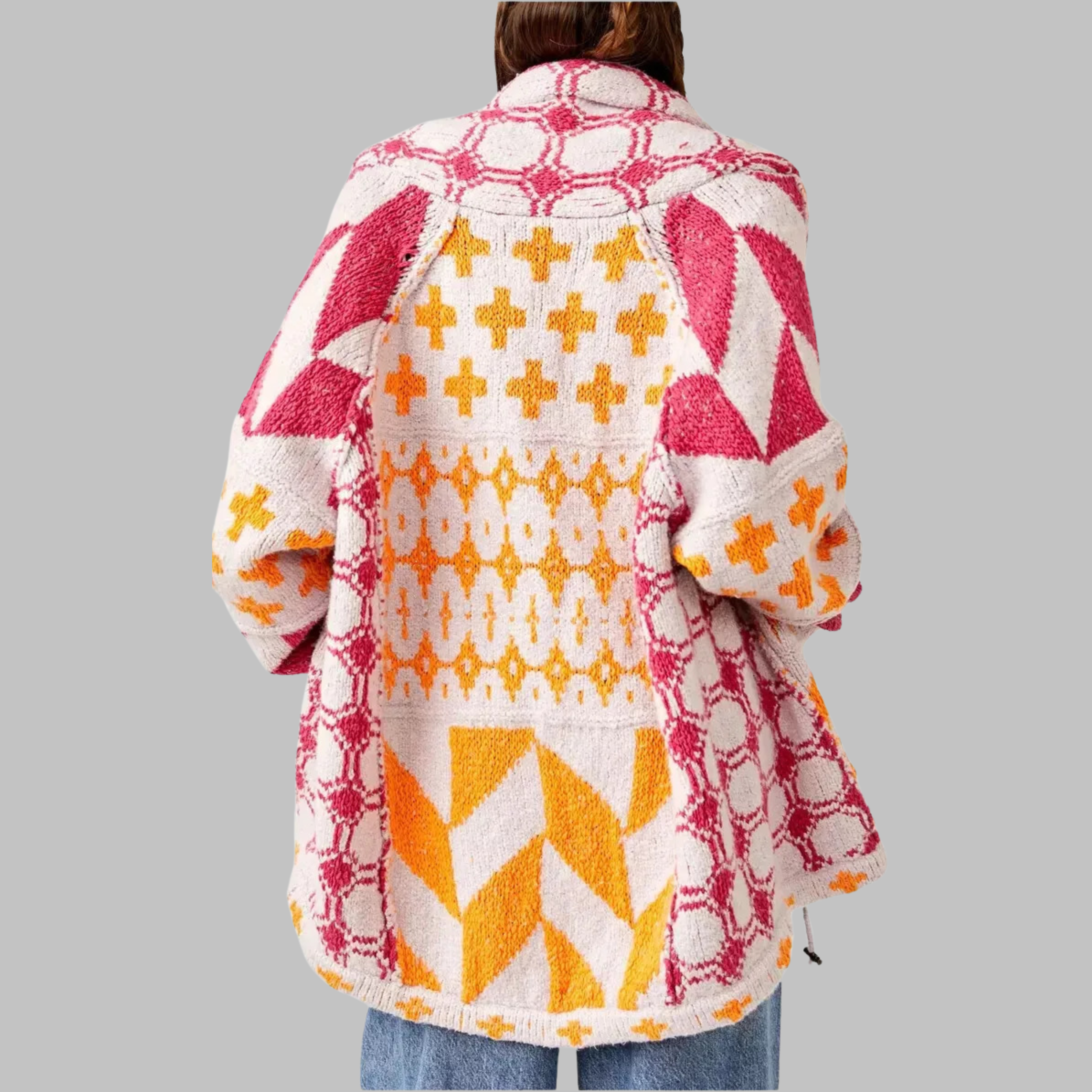 PORTIA – VINTAGE BUTTON-DOWN COLLAR LONG SLEEVE OVERSIZED CARDIGAN