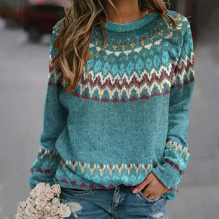 Regina - Retro Wave Pattern Sweater