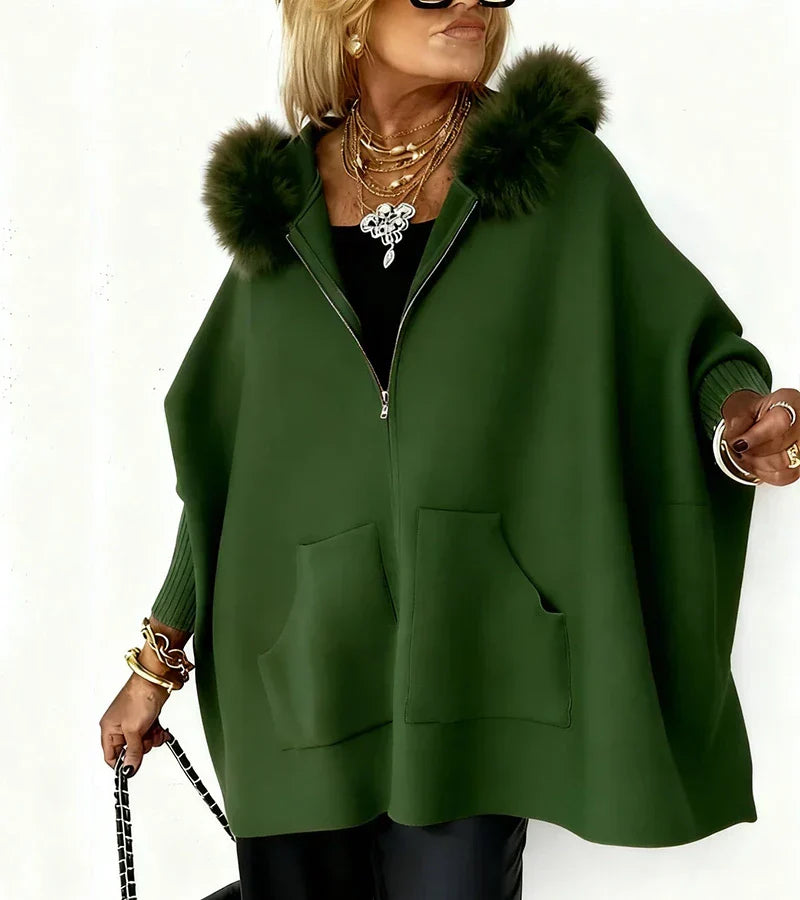 MIREVYNNE – CASUAL HOODED COAT WITH FUR COLLAR