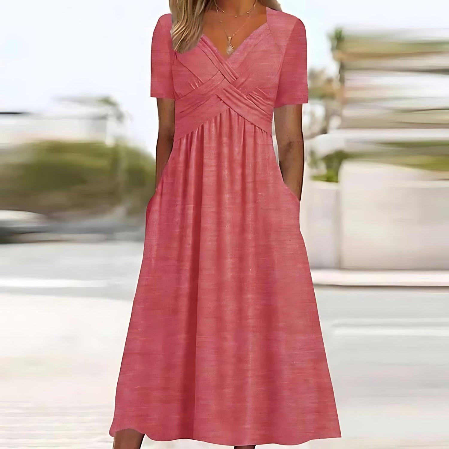THESSALY – MIDI DRESS WITH TUMMY COVERAGE