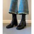 SQUARE-TOE BLOCK HEEL BOOTS