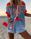 Jorelle - Short Linen Set with Goat Print