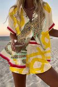 Casima - Short Linen Set with Cheetah Print