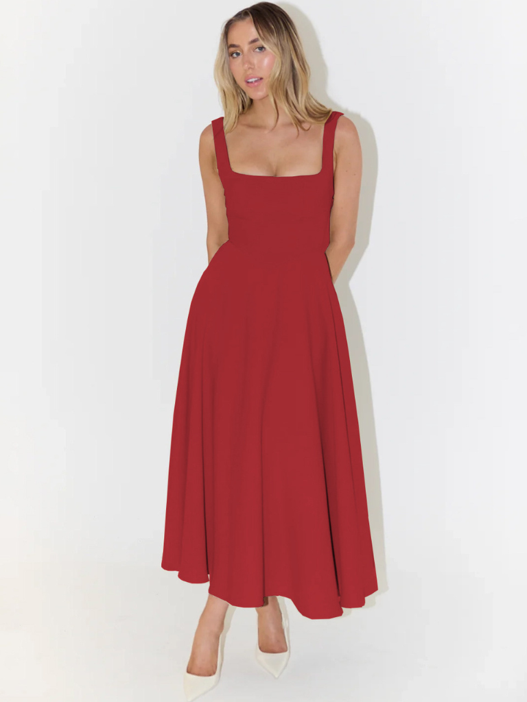 Women’s Sleeveless Corset Midi Dress