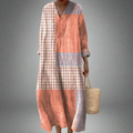 Nora - Coral Starburst Patchwork Midi Dress