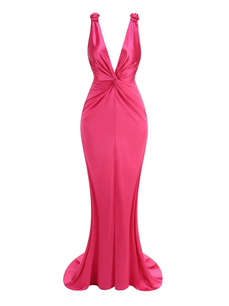Zoey - Sleek Pleated Sleeveless Maxi Dress