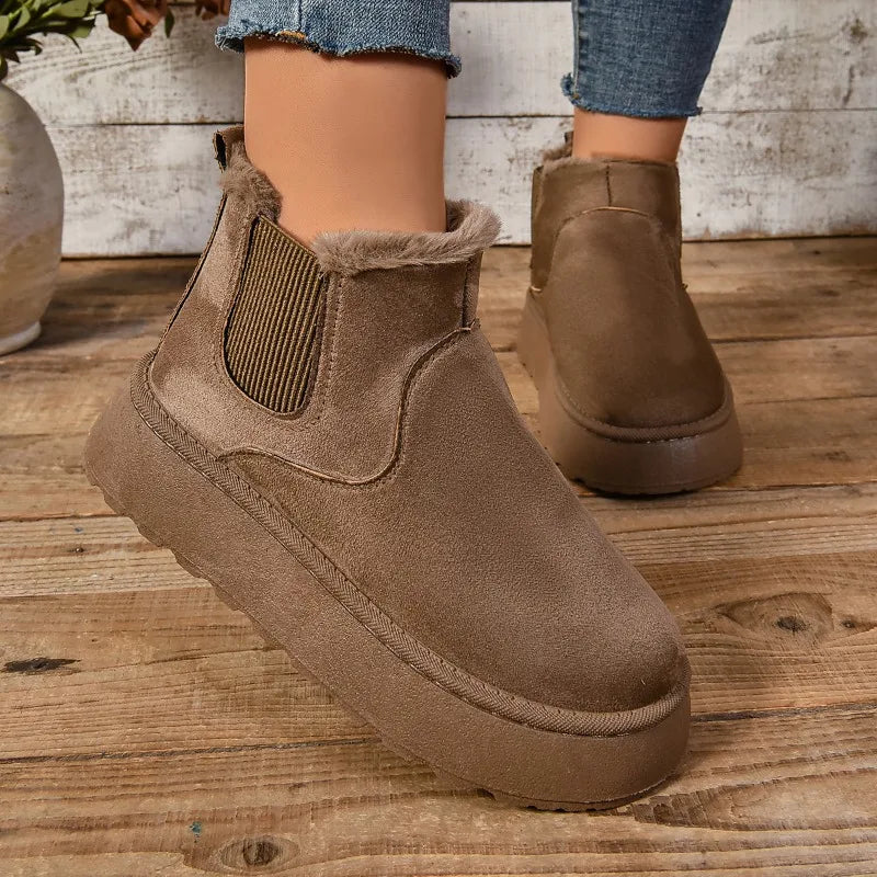 Snowluxe - Women's Suede Fur Ankle Boots
