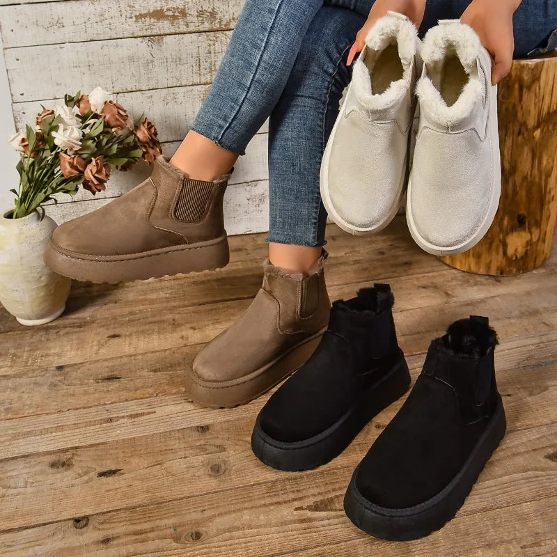 Snowluxe - Women's Suede Fur Ankle Boots