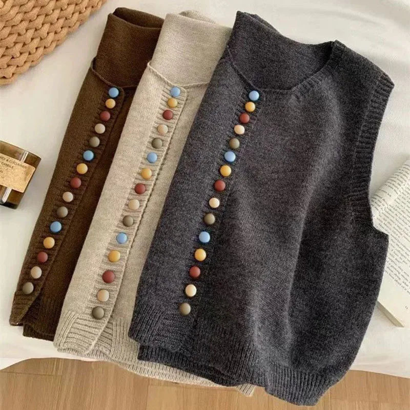 THE MARIBEL - COLOR-BUTTON KNIT VEST