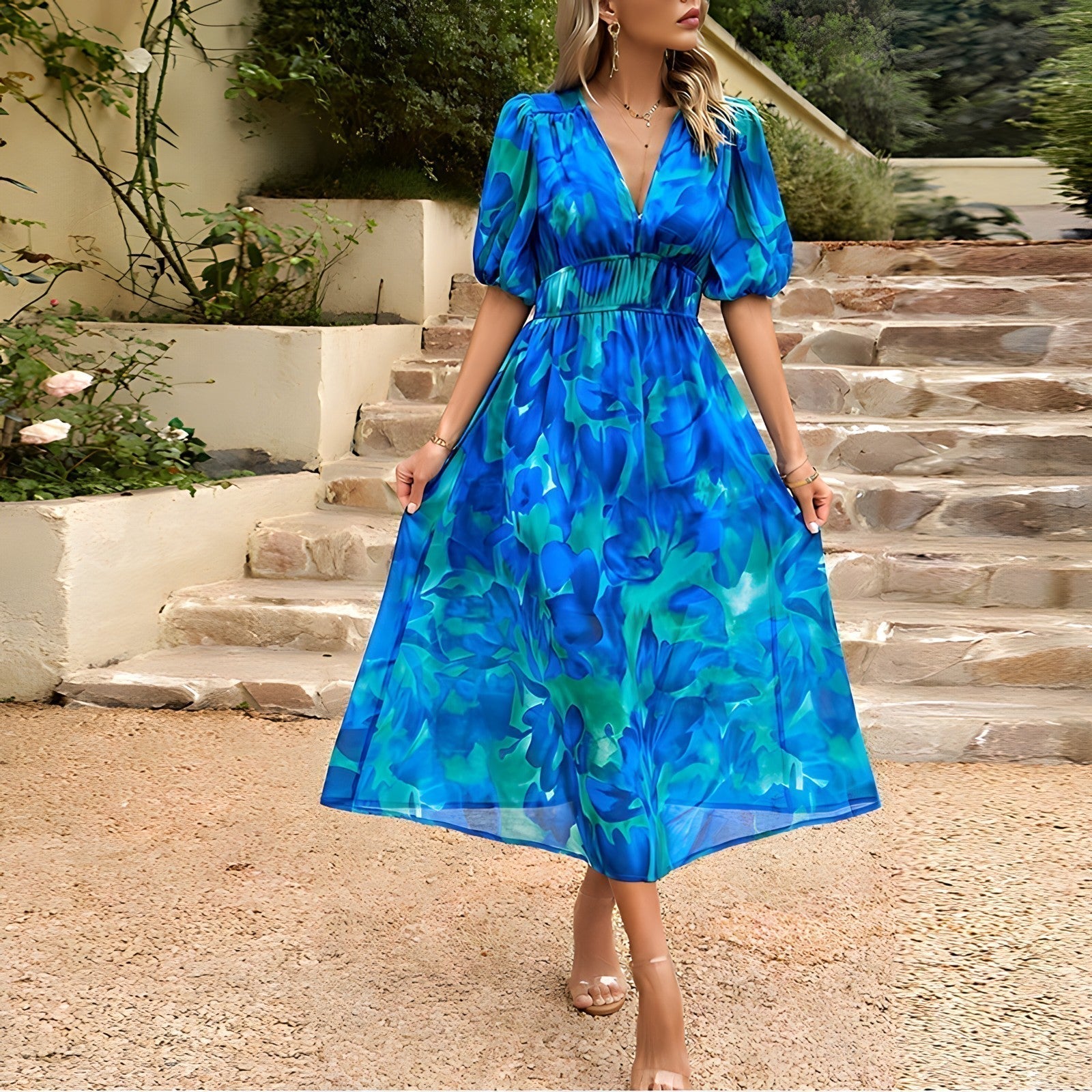 SELANETH – ELEGANT V-SILHOUETTE MIDI DRESS