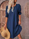 AMIRA – RETRO CHARM HALF SLEEVE MIDI DRESS