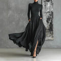 KEZIAH – BLACK LONG DRESS WITH FLOWING GRACE