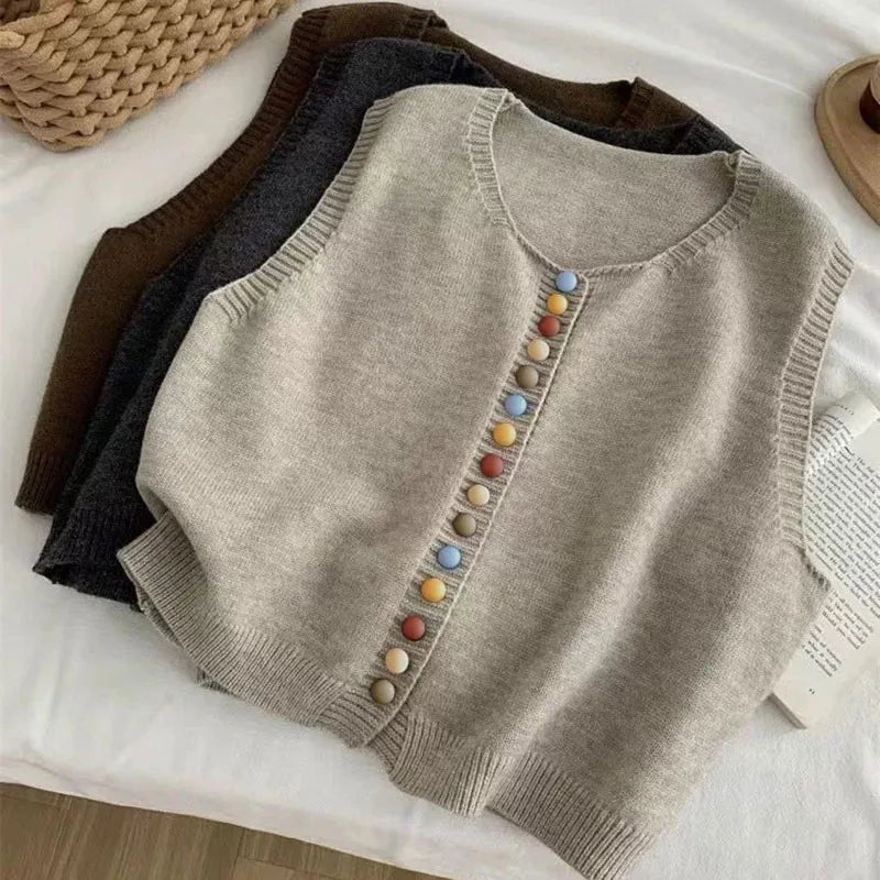 THE MARIBEL - COLOR-BUTTON KNIT VEST