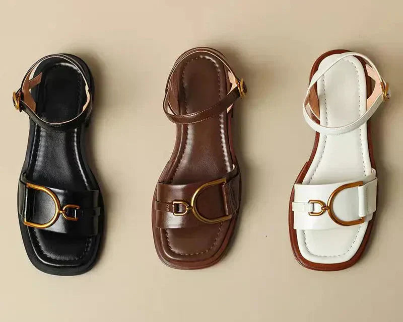 Amara - Buckled Flat Sandals