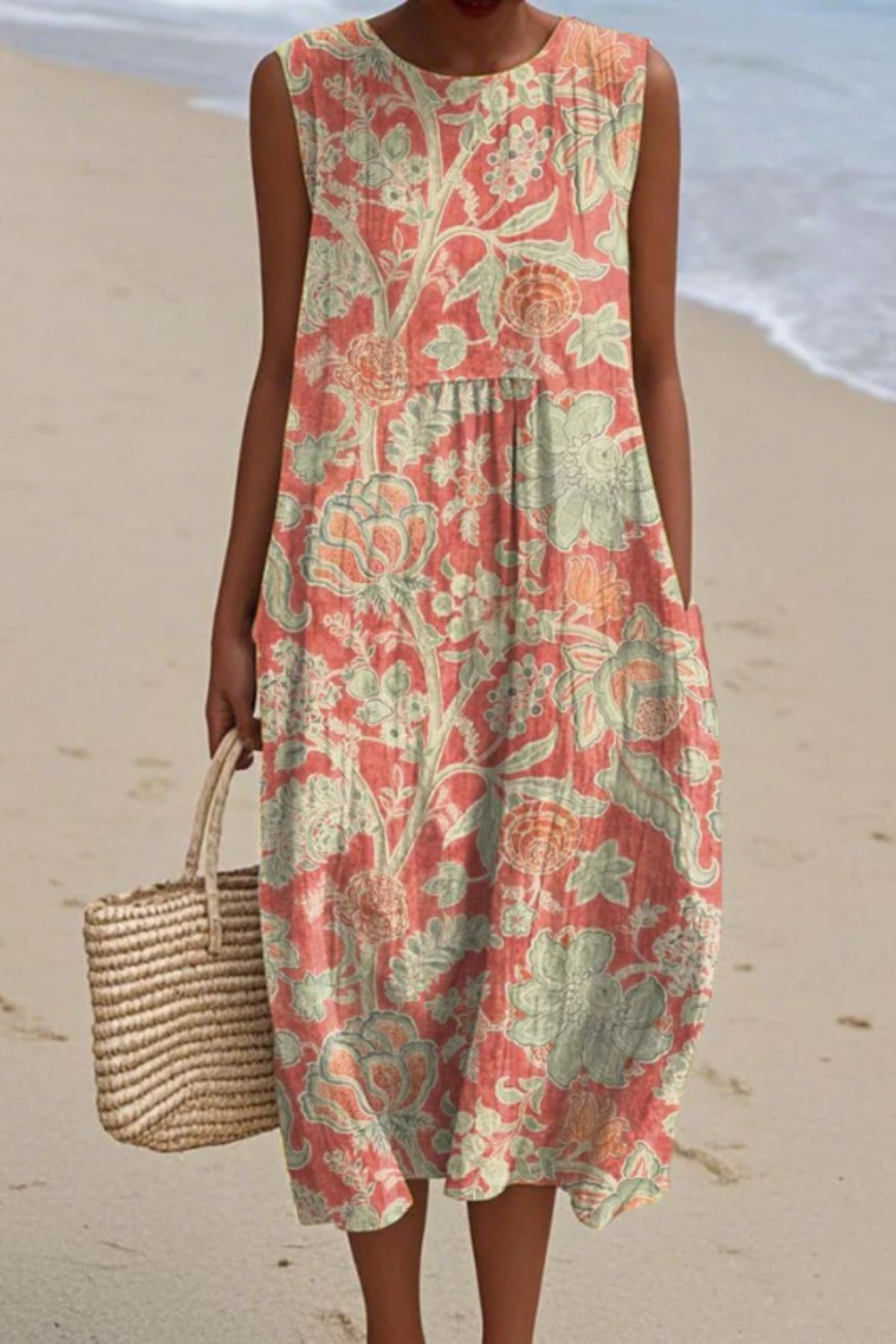 AYLA – VINTAGE FLORAL SLEEVELESS DRESS